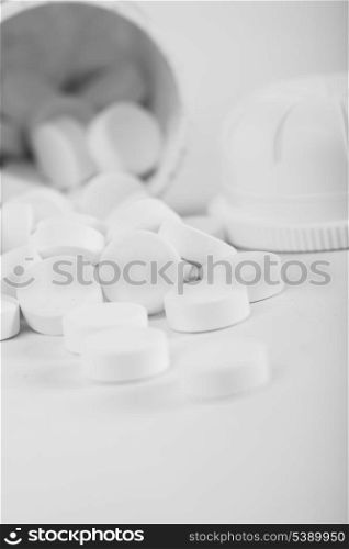 Medical tablets close up from the bottle