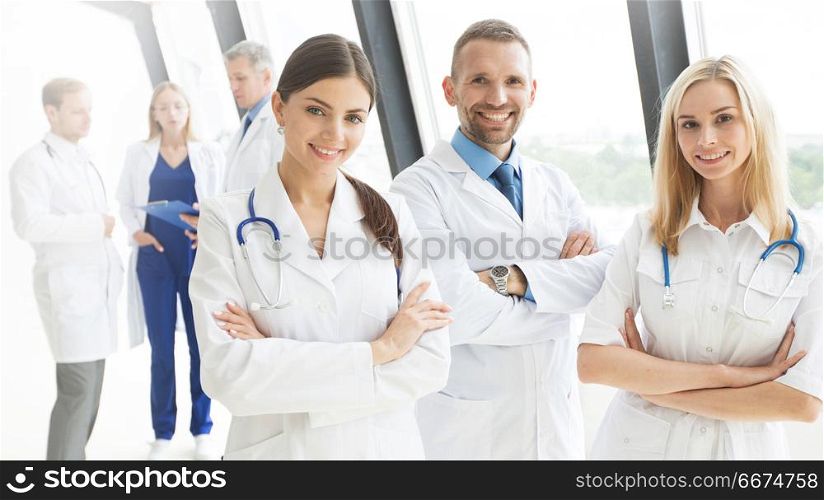 Medical team group portrait. Medical team group portrait in hospital