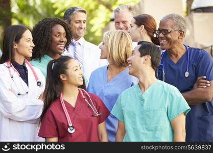 Medical Team Having Discussion Outdoors