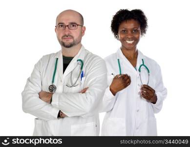 Medical team isolated on a white background