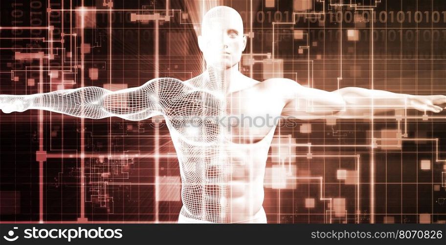 Medical Technology System with a Patient Being Scanned. Colorful Abstract