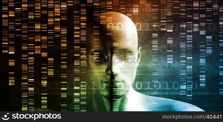 Medical Technology with Scientist Engineer on DNA Background. Futuristic Technology