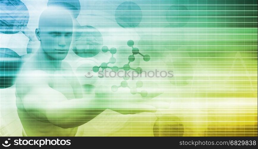 Medical Technology with Scientist Engineer on DNA Background. Medical Technology