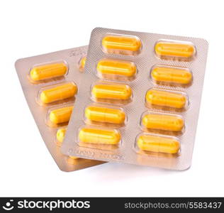 Medicament caplet blister isolated on white background cutout