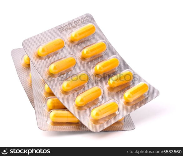 Medicament caplet blister isolated on white background cutout