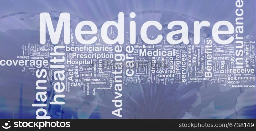 Medicare background concept. Background concept wordcloud illustration of medicare international