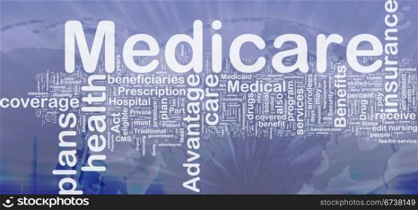 Medicare background concept. Background concept wordcloud illustration of medicare international