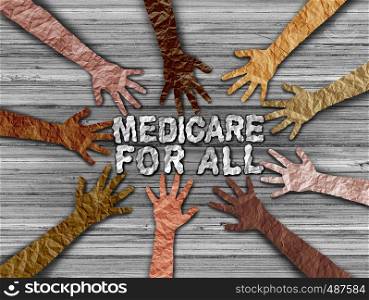 Medicare insurance for all national health government social policy concept as a political issues in a 3D illustration style