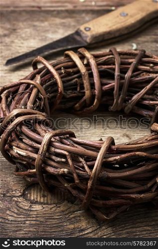 medicinal licorice rolled in coil on wooden background.Selective focus. licorice rolled in coil on wooden background