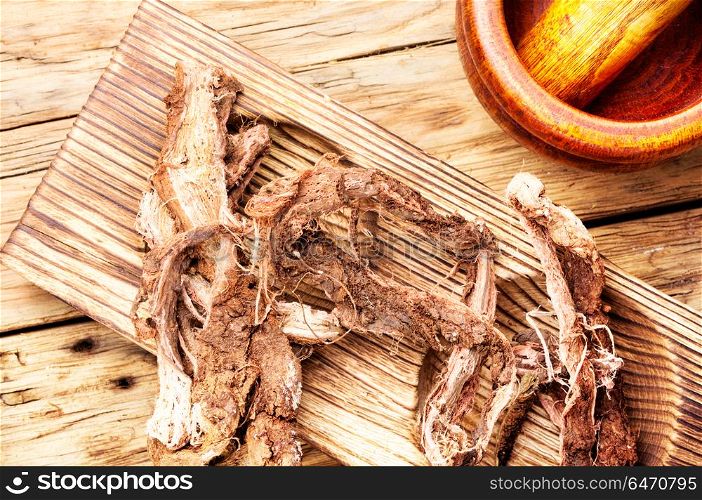 medicinal root Hedysarum. Traditional medicine of China and Tibet.Root Hedysarum
