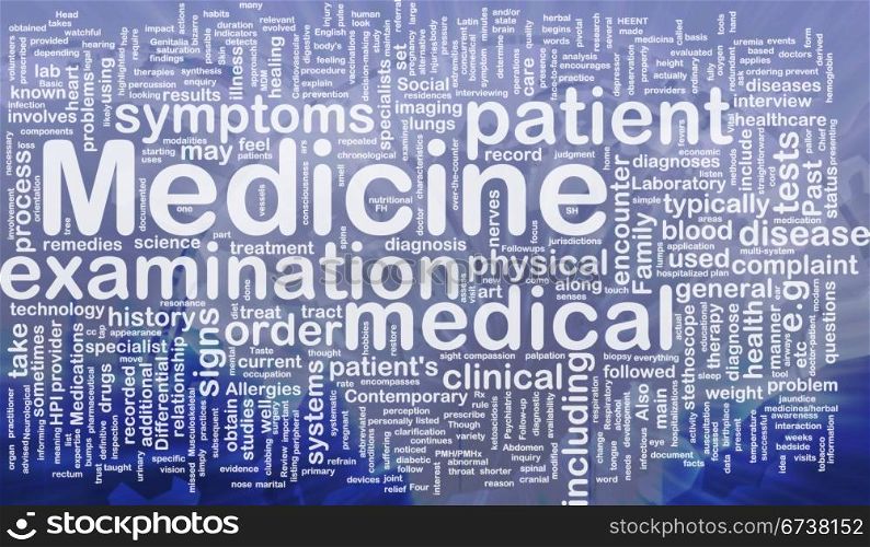 Medicine background concept. Background concept wordcloud illustration of medicine international