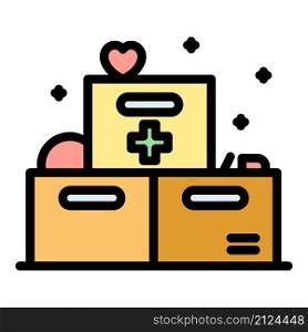 Medicine boxes icon. Outline medicine boxes vector icon color flat isolated. Medicine boxes icon color outline vector