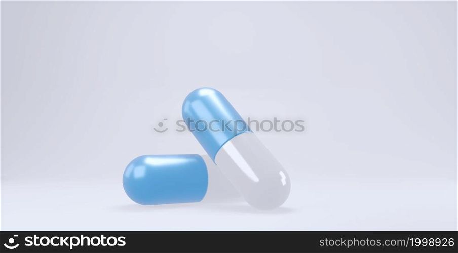 Medicine capsules isolated from the white background. 3d rendering