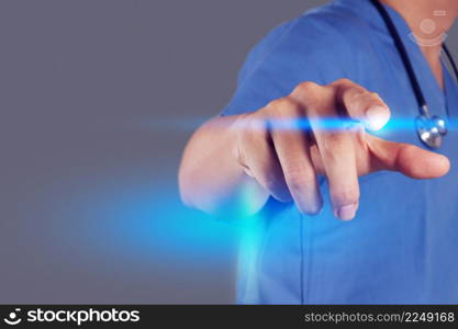 Medicine doctor hand working with modern computer interface as medical concept