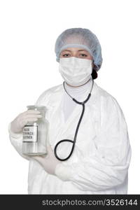 Medicine doctor with medical syringe in hands, A(H1N1)