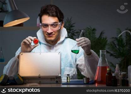Medicine drug researcher working in lab