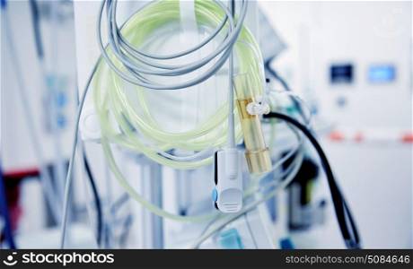 medicine, health care, electrocardiography, emergency and medical equipment concept - sensors at hospital ward or operating room. sensors at hospital ward or operating room. sensors at hospital ward or operating room