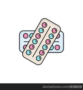 medicine, Pill, drugs, tablet, patient Flat Color Icon Vector