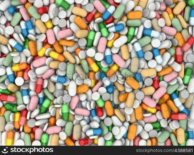 Medicine pills background. Three dimensional image. 3d