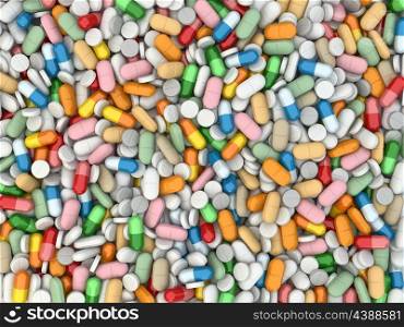 Medicine pills background. Three dimensional image. 3d