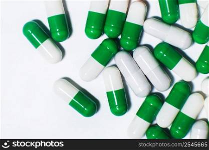 medicine pills on a white background. Copy space for text. sorted pharmaceutical. medicine pills on white background. Copy space for text. sorted pharmaceutical