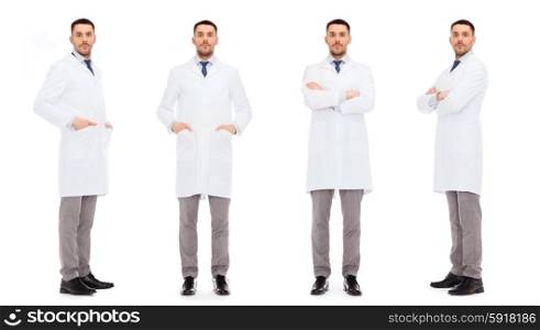medicine, science, profession and health care concept - doctors in white coat