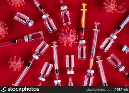Medicine vaccine vial bottle and syringe