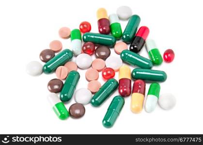 medicines and pills isolated on white background