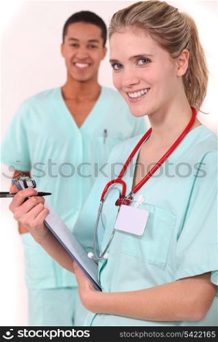 Medics in scrubs