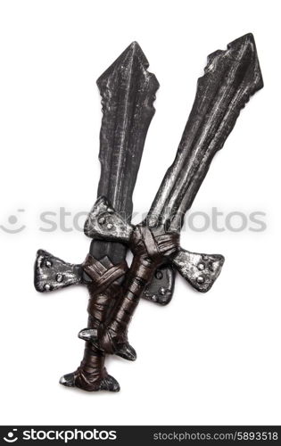 Medieaval swords isolated on the white