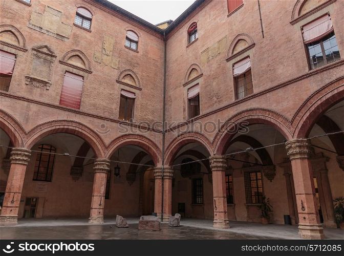 Medieval architecture in the historic center of Bologna, Italy