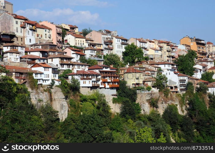 Medieval architecture of Veliko Tarnovo in Bulgaria on the hillside of the city