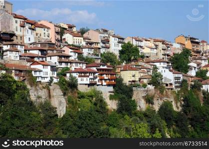 Medieval architecture of Veliko Tarnovo in Bulgaria on the hillside of the city