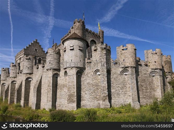Medieval castle and blue sky in Gent, Belgium&#xA;