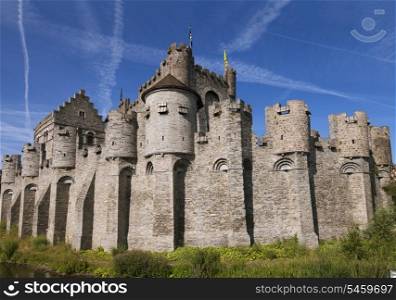 Medieval castle and blue sky in Gent, Belgium&#xA;
