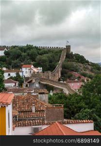 Medieval Castle and Walls in Obidos Village in Portugal