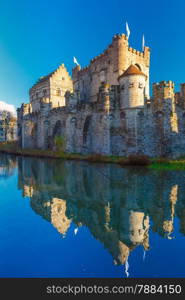 Medieval castle Gravensteen, Castle of the Counts, in Gent, Belgium