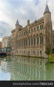 Medieval Castle of Gerald the Devil near canal in Gent, Belgium