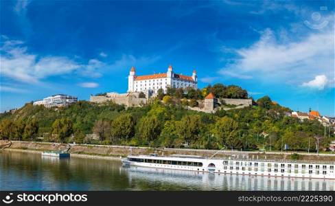 Medieval castle on a hill in a summer day in Bratislava, Slovakia