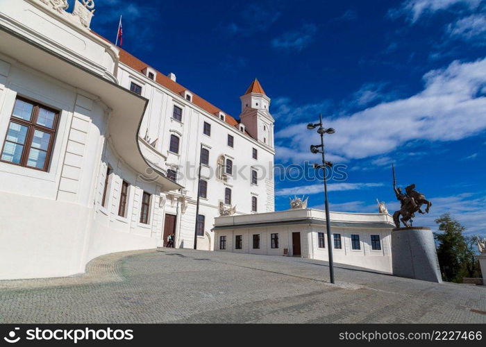 Medieval castle on a hill in a summer day in Bratislava, Slovakia