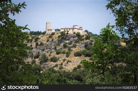 Medieval castle on a hill of Italy