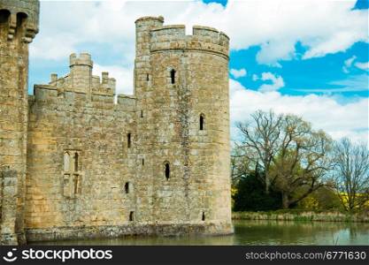 Medieval castle tower with moat