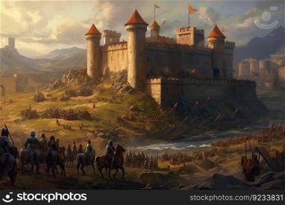 Medieval castle under siege created by AI