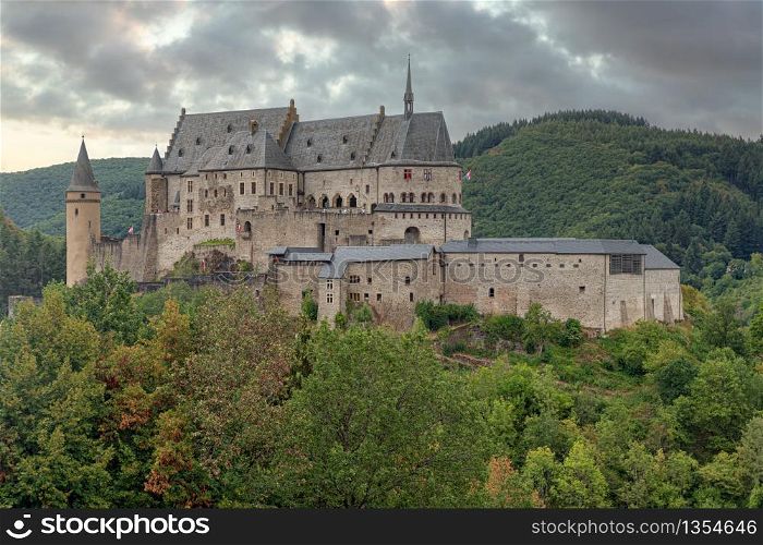 Medieval castle Vianden, build on top of a mountain in luxembourg. Medieval castle Vianden, build on top of hill in luxembourg