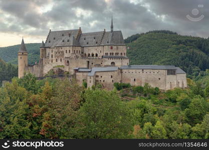 Medieval castle Vianden, build on top of a mountain in luxembourg. Medieval castle Vianden, build on top of hill in luxembourg