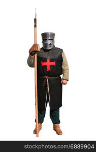 Medieval Festival medieval templar knight warrior reenactor isolated