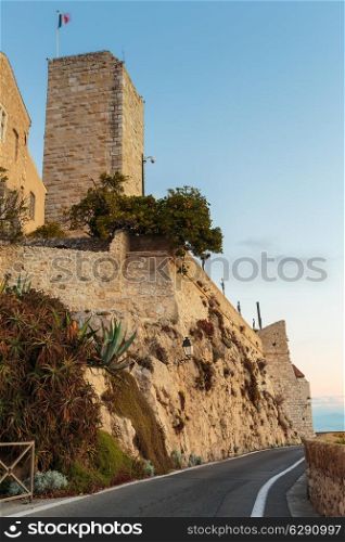 Medieval fortress at dawn Antibes, France