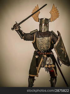 Medieval knight with sword and shield