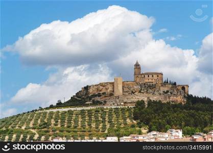 Medieval La Mota castle on the hill above Alcala la Real town in Andalusia, Spain