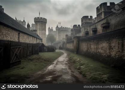 Medieval London dirty look created with generative AI technology